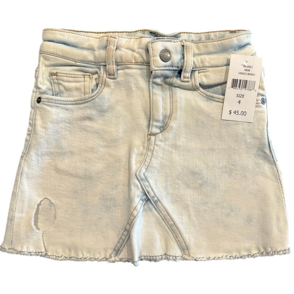 NWT DL1961 Light Wash Distressed Denim Skirt, Girls Size 4